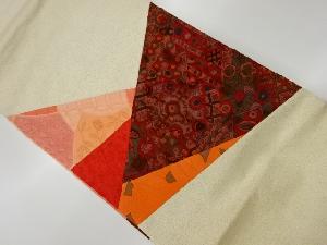 リサイクル　縮緬地切り嵌め古典柄に花模様織出し名古屋帯